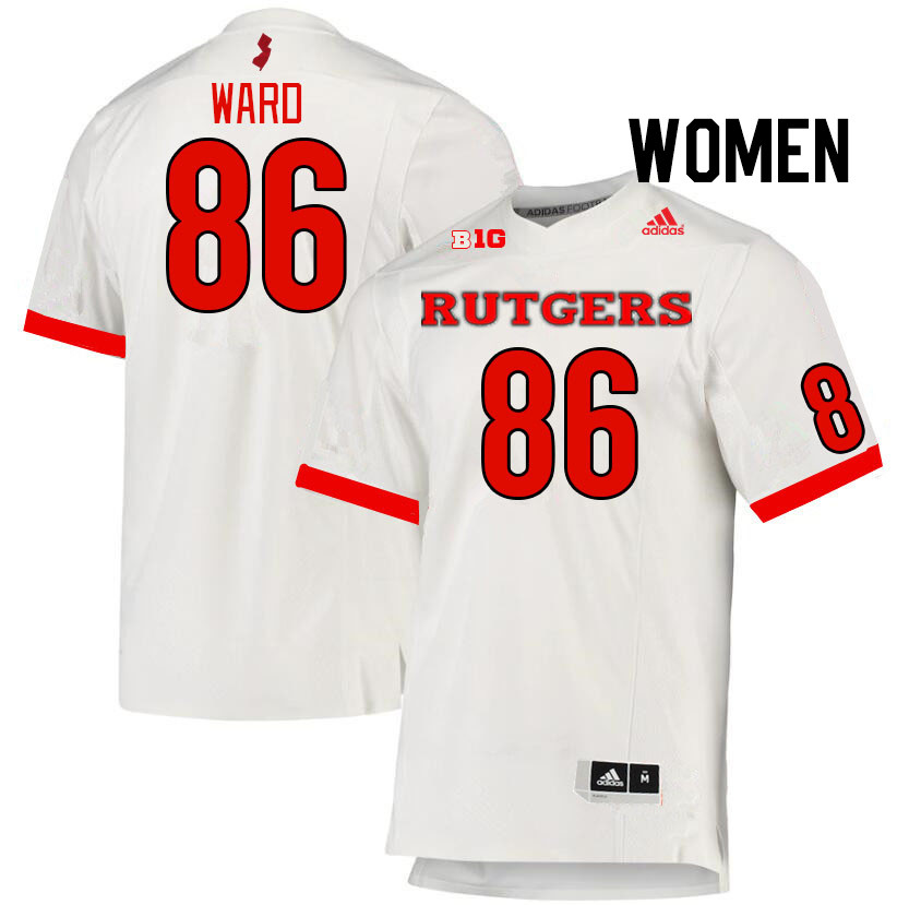 Women #86 Evan Ward Rutgers Scarlet Knights College Football Jerseys Stitched Sale-White - Click Image to Close